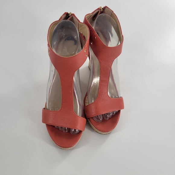 Michael Kors Coral Leather Wedge Sandals Size 8.5 - Picture 2 of 5